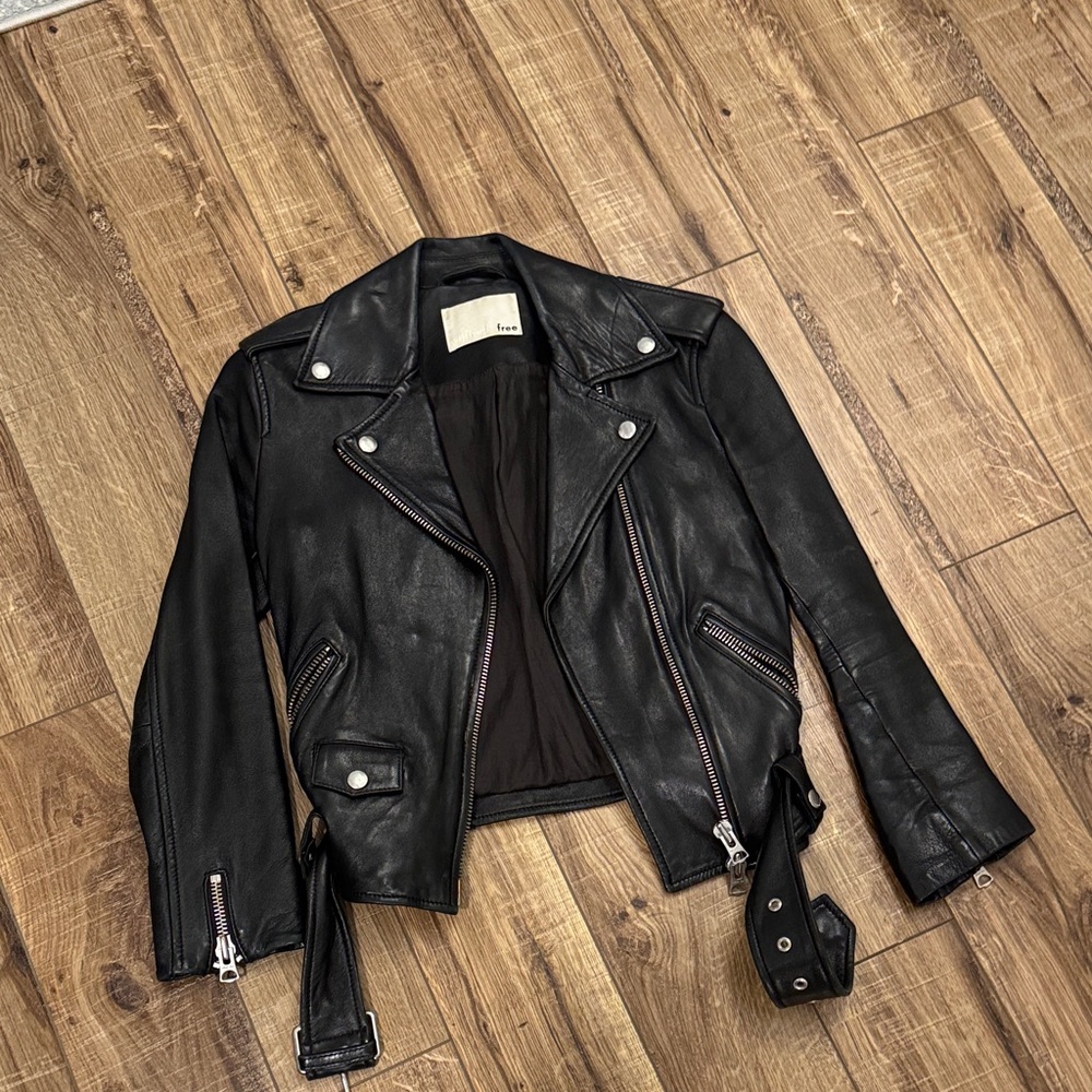 Aritzia Black Leather Biker Jacket